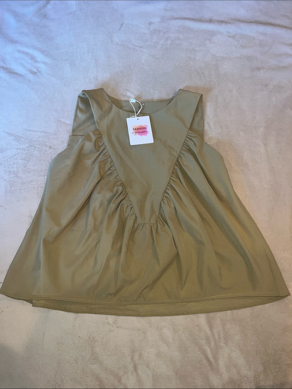 Women’s Sleeveless Ruffled Panel Top - Olive